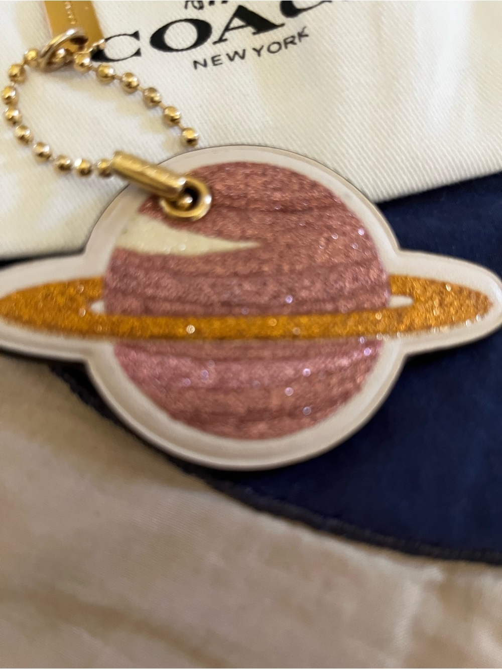 Coach Glitter Planet Bag Charm — Pink & Gold Accents - Picture 3 of 12